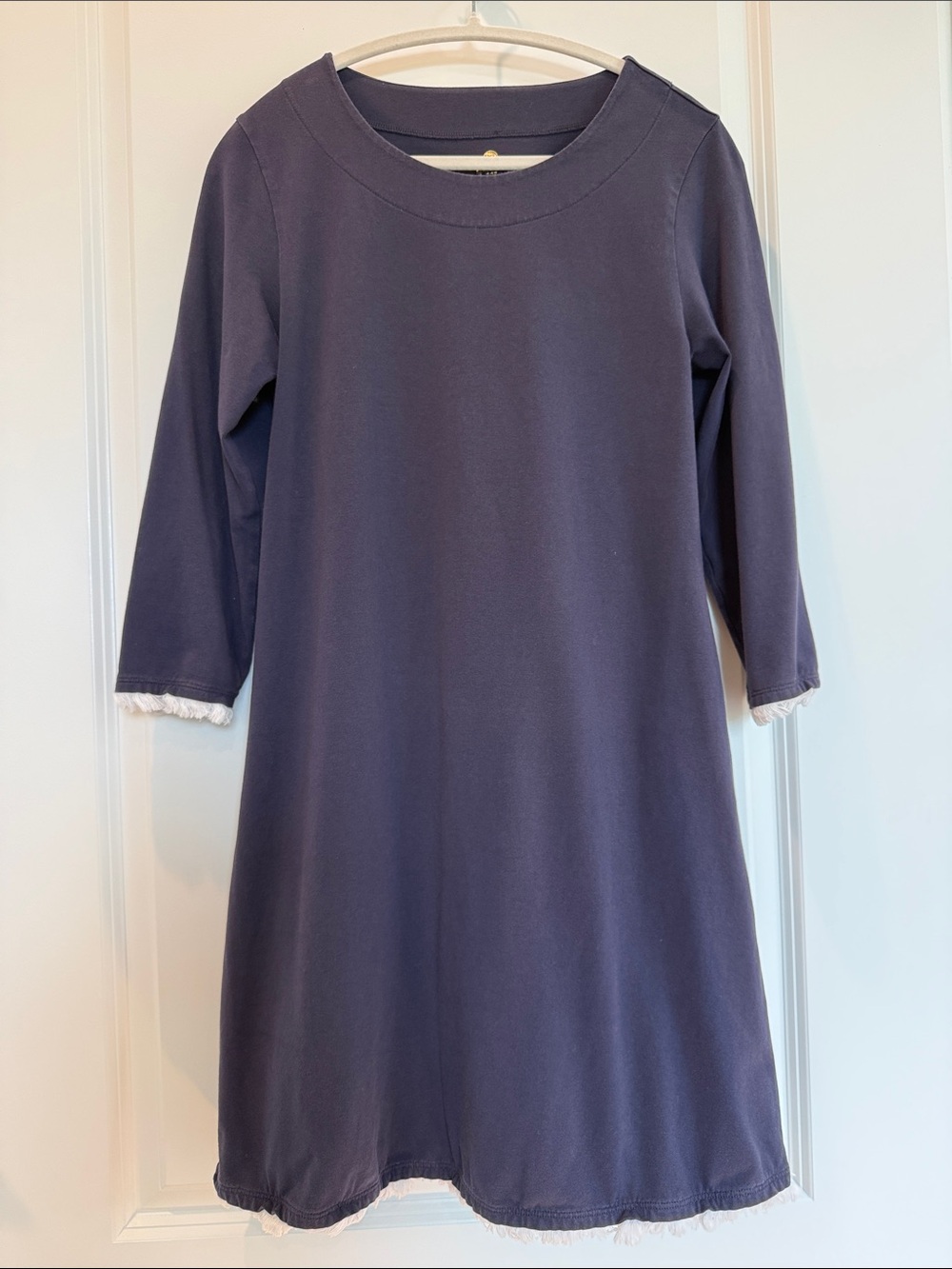 Spartina 449 Navy Blue with White fringe Casual A-Line Knit Dress